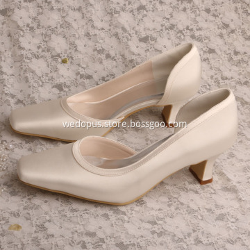 Ladies 2 inch White Ivory Chunky Heels for Wedding